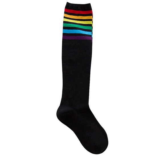 Rainbow Stripe Socks Black NEW - Picture 3 of 7